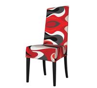 YYHWHJDE Protection cover for dining chair red black white abstract Pattern - Soft, Comfortable, Needed Stretchable for Most Armless Chair