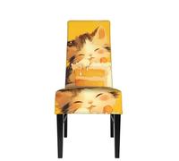 YYHWHJDE Protection cover for dining chair The drooling little greedy cat Prints - Soft, Comfortable, Needed Stretchable for Most Armless Chair