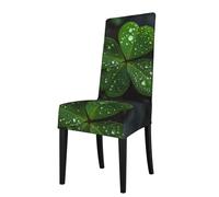 YYHWHJDE Protection cover for dining chair Three-leaf clover scattered with water droplets Prints - Soft, Comfortable, Needed Stretchable for Most Armless Chair