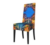 YYHWHJDE Protection cover for dining chair Venice Night Pattern - Soft, Comfortable, Needed Stretchable for Most Armless Chair