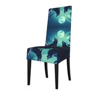 YYHWHJDE Protection cover for dining chair Wolf Howling At Full Moon Pattern - Soft, Comfortable, Needed Stretchable for Most Armless Chair