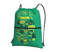 YYHWHJDE Psych pineapple quote Prints Drawstring Backpack - Lightweight Water-Resistant Sport Gym Bag with Zipper Pocket for Travel & Hiking