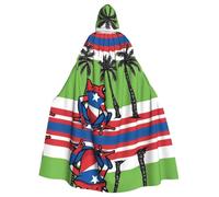 YYHWHJDE Puerto Rico Flag Frog Palm Trees Printing Halloween Adult Hooded Cloak for Parties and Costume Events
