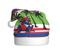 YYHWHJDE Puerto Rico Flag Frog Palm Trees Prints Christmas Hat for Adult quality accessory soft, lightweight, and fluffy