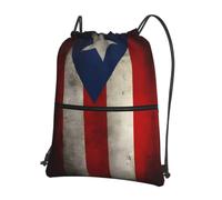 YYHWHJDE puerto rico wallpaper flag Prints Drawstring Backpack - Lightweight Waterproof Gym Bag with Zipper Pocket - Ideal for Travel, Yoga & Sports