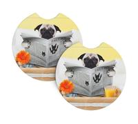 YYHWHJDE Pug Dog Prints Car Cup Coasters 2-Pack - Premium Neoprene Drink Throws, Protect Cup Holders & Enhance Your Drive - Waterproof, Non-Slip Grip