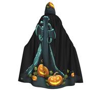 YYHWHJDE Pumpkin Grave Pattern Halloween Adult Hooded Cape Cloak No Zipper, Comfortable For Costume Parties