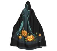 YYHWHJDE Pumpkin Grave Pattern Halloween Adult Hooded Cape Cloak No Zipper, Comfortable For Costume Parties