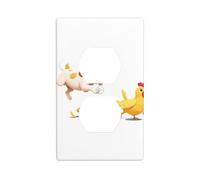 YYHWHJDE Puppy Chasing Chicken Pattern Double Socket Wall Panel Decorative for Residential and Commercial Areas 4.5x2.76in