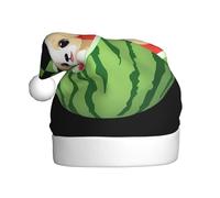 YYHWHJDE Puppy in watermelon rind Picture Christmas Hat for Adult Soft, Lightweight, and Fluffy Design for Men and Women