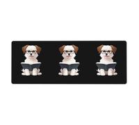YYHWHJDE Puppy With Glasses Reading A Book Pattern Extra Large Mouse Pad Strong Adhesion, Durable, Precise Locking Edge 12x31.5in