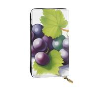 YYHWHJDE Purple and green grapes Pattern Leather long clutch wallet Designed for fashion girls and women stylish and personalized 7.48 x 4.13 in, Black, One Size