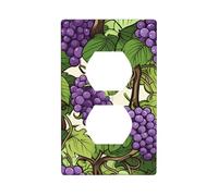 YYHWHJDE Purple and Green Grapes Picture Double Socket Wall Panel Electrical Socket Cover Plate is Shatter Resistant and Durable 4.5x2.76in