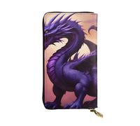YYHWHJDE Purple and Wirte Dragons Picture Quality Leather Long Clutch Wallet Designed for Fashion Girls and Women Stylish 7.48 x 4.13 in