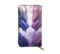 YYHWHJDE Purple and wirte Dragons Printing Quality Leather Long Clutch Wallet Designed for Fashion Girls and Women Stylish 7.48 x 4.13 in