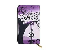 YYHWHJDE Purple Black Goth Spooky Printing Quality Leather Long Clutch Wallet Designed for Fashion Girls and Women Stylish 7.48 x 4.13 in