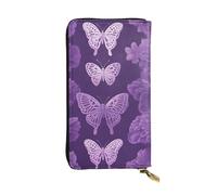 YYHWHJDE Purple Butterflies Printing Quality Leather Long Clutch Wallet Designed for Fashion Girls and Women Stylish 7.48 x 4.13 in