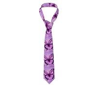 YYHWHJDE Purple Butterfly Prints Men's tie classic style suit cravat suitable for holidays and work