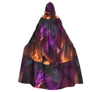 YYHWHJDE Purple Inferno Dragon Pattern Halloween Adult Hooded Cape Cloak For Role-Playing, Stage Costumes, Parties Easy Care