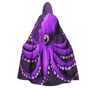 YYHWHJDE Purple Octopus Prints Adult Hooded Cloak is a super large, comfortable, and durable Halloween hooded poncho