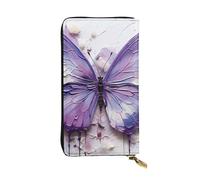 YYHWHJDE Purple Oil Painting Butterfly Picture Quality Leather Long Clutch Wallet Designed for Fashion Girls and Women Stylish 7.48 x 4.13 in