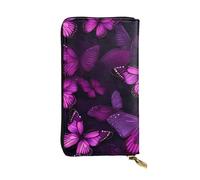 YYHWHJDE Purple Plum Butterfly Printed Quality Leather Long Clutch Wallet Designed for Fashion Girls and Women Stylish 7.48 x 4.13 in