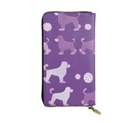 YYHWHJDE Purple Poodle Polka Dot Printing Quality Leather Long Clutch Wallet Designed for Fashion Girls and Women Stylish 7.48 x 4.13 in