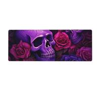 YYHWHJDE Purple Skulls and Roses Prints Extra Large Mouse pad Mousepad 12x31.5in for Office Gaming Learning