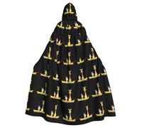 YYHWHJDE Rabbit and giraffe rowing a boat Printing Halloween Adult Hooded Cloak for Parties and Costume Events
