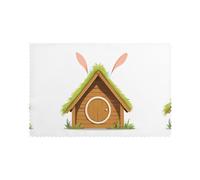 YYHWHJDE Rabbit Ears On The Hut Prints Placemats Set of 6 12x18in - Engineered for Durability & Heat Resistance Polyester