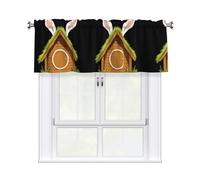 YYHWHJDE Rabbit Ears On The Hut Prints Tier Curtains 54x18 Inch - 100% Polyester Peach Skin Window Layers for Lasting Performance