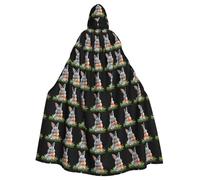 YYHWHJDE Rabbit eating carrot leisurely Printing Halloween Adult Hooded Cloak for Parties and Costume Events
