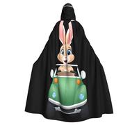 YYHWHJDE Rabbit Riding A Car Picture Halloween Adult Hooded Cape Cloak No Zipper, Comfortable For Costume Parties