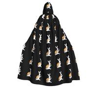 YYHWHJDE Rabbit striding forward with bread Printing Halloween Adult Hooded Cloak for Parties and Costume Events