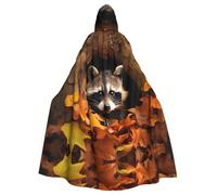 YYHWHJDE Raccoon In The Fall Tree Hole Pattern Halloween Adult Hooded Cape Cloak No Zipper, Comfortable For Costume Parties