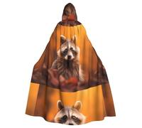YYHWHJDE Raccoon Prints Halloween Adult Hooded Cape Men'S And Women'S Clothing Mantle Role-Playing