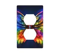 YYHWHJDE Rainbow Butterfly Pattern Double Socket Wall Panel Decorative is Durable and Suitable for Socket Light Switch Accessories 4.5x2.76in