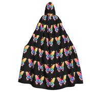 YYHWHJDE Rainbow Butterfly Pearls Printing Halloween Adult Hooded Cloak for Parties and Costume Events