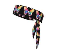 YYHWHJDE Rainbow Butterfly Pearls Prints Sports Double-Sided Headscarf for Women and Men Adjustable for All Head Circumferences