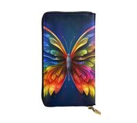 YYHWHJDE Rainbow Butterfly Printing Quality Leather Long Clutch Wallet Designed for Fashion Girls and Women Stylish 7.48 x 4.13 in