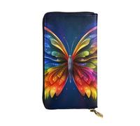 YYHWHJDE Rainbow Butterfly Prints Leather long clutch wallet Designed for fashion girls and women stylish and personalized 7.48 x 4.13 in, Black, One Size