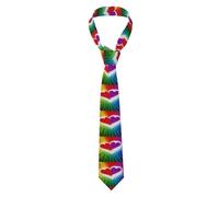 YYHWHJDE Rainbow Colored Gay Pride Hearts Prints Men's tie classic style suit cravat suitable for holidays and work