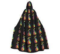 YYHWHJDE Rainbow colored pear Printing Halloween Adult Hooded Cloak for Parties and Costume Events