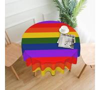 YYHWHJDE Rainbow Flag Prints 60in Round Table Throw - High-Grade Polyester Table Cover for Elegant Dining & Outdoor Events