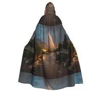 YYHWHJDE Rainbow On The River Beach Prints Halloween Adult Hooded Cape Men'S And Women'S Clothing Mantle Role-Playing
