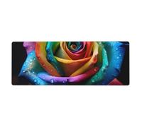 YYHWHJDE Rainbow Rose Pattern Extra Large Mouse Pad Strong Adhesion, Durable, Precise Locking Edge 12x31.5in