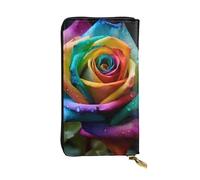 YYHWHJDE Rainbow Rose Printing Quality Leather Long Clutch Wallet Designed for Fashion Girls and Women Stylish 7.48 x 4.13 in