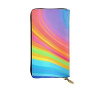YYHWHJDE Rainbow Striped Printing Quality Leather Long Clutch Wallet Designed for Fashion Girls and Women Stylish 7.48 x 4.13 in
