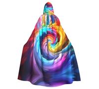 YYHWHJDE Rainbow Swirl Pattern Halloween Adult Hooded Cloak for Party Costume Cosplay Stage Masquerade Theme Dance Comic Con