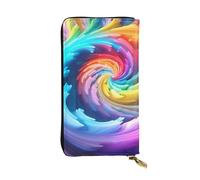 YYHWHJDE Rainbow Swirl Picture Leather long clutch wallet Designed for fashion girls and women stylish and personalized 7.48 x 4.13 in, Black, One Size